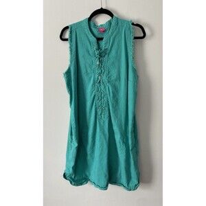 Trina Turk x I.N.C. Shift Dress Size XXL Summer Teal Linen Sleeveless Lace Up